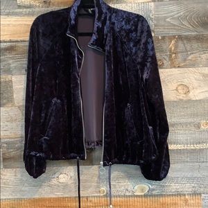 Navy Blue Velour Dressed up Track Style Jacket